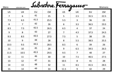 ferragamo men's shoe size guide.